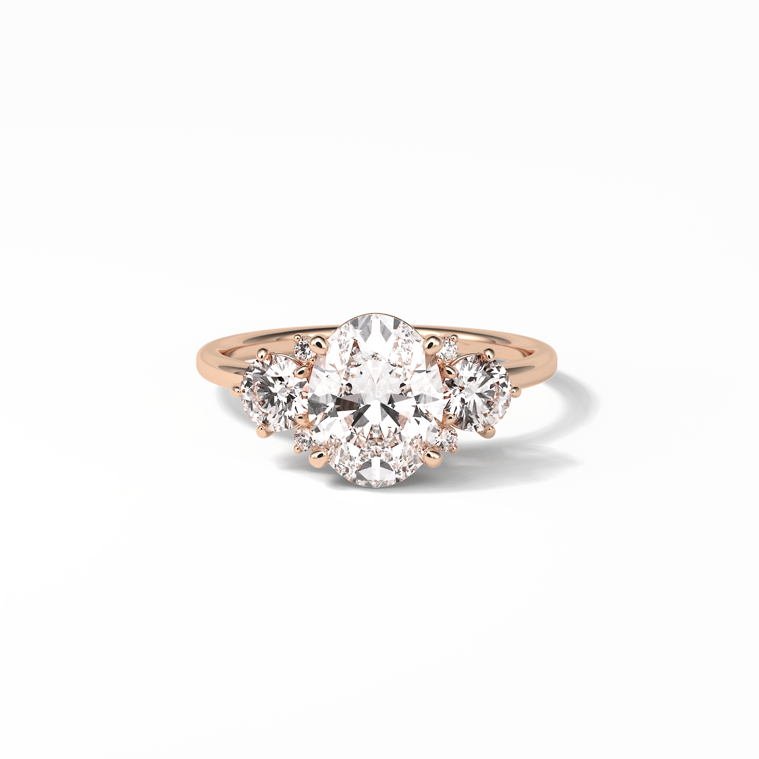 1.91 CT Oval Cut Three Stones Style Moissanite Engagement Ring 15