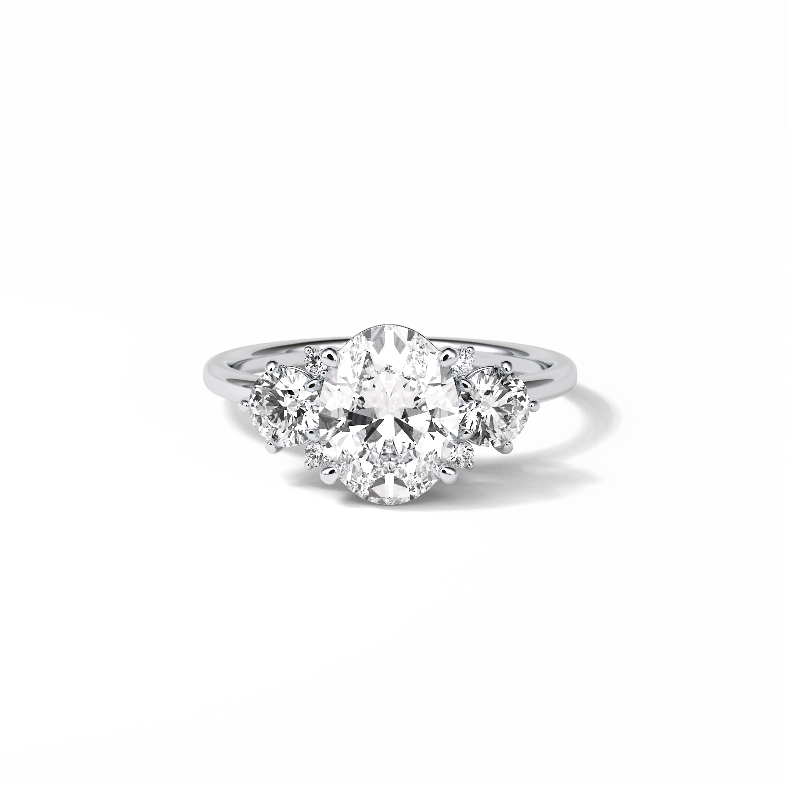1.91 CT Oval Cut Three Stones Style Moissanite Engagement Ring 1