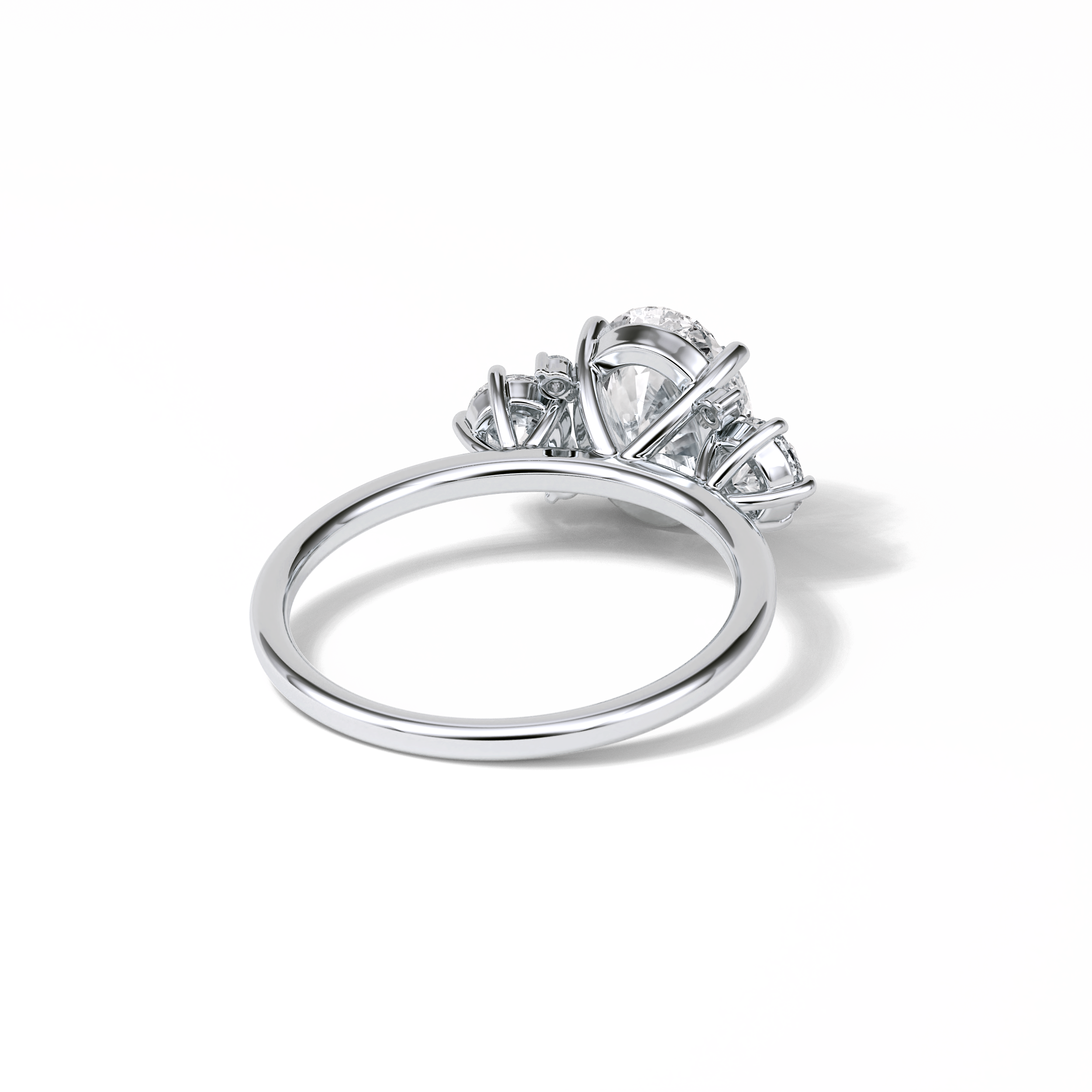 1.91 CT Oval Cut Three Stones Style Moissanite Engagement Ring 3