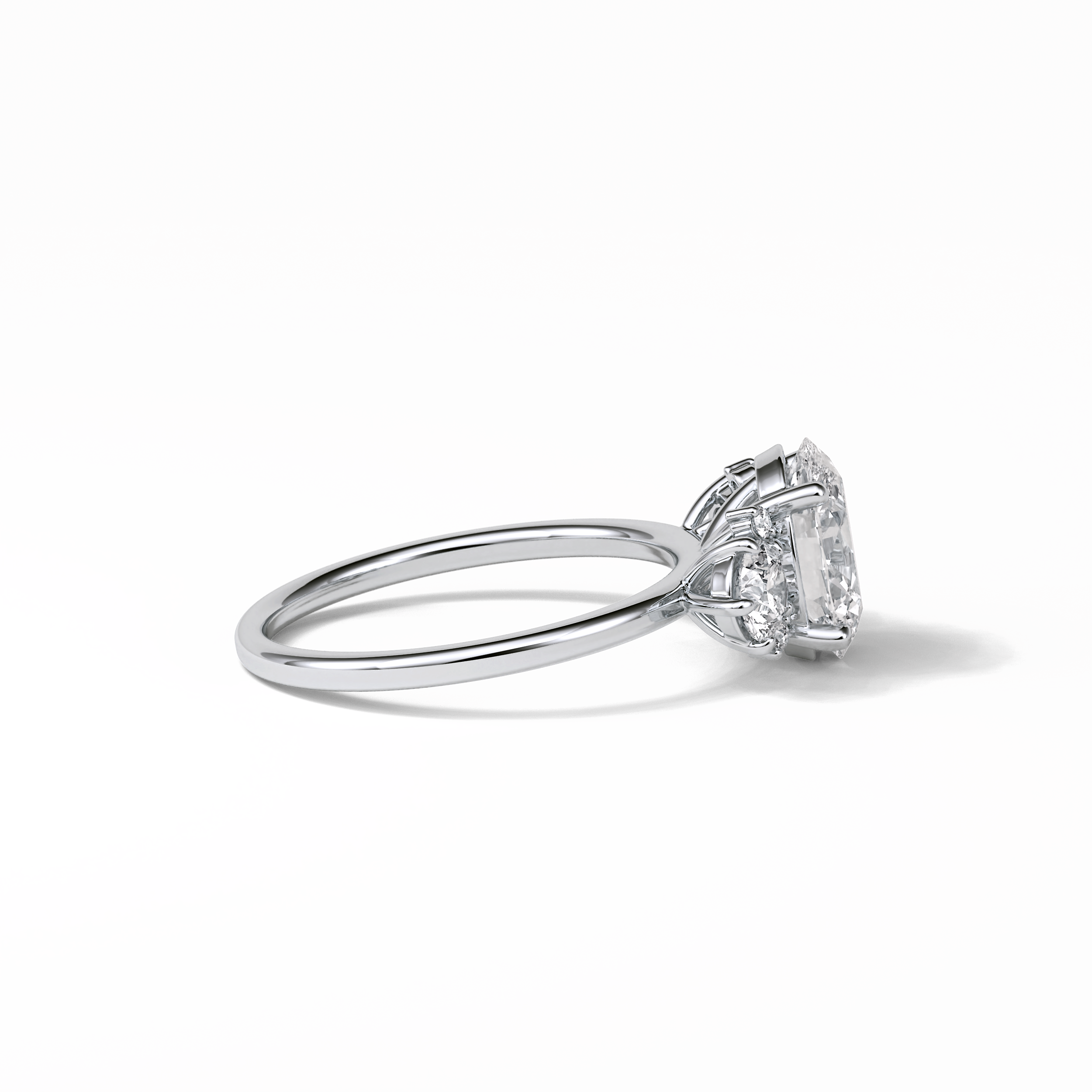 1.91 CT Oval Cut Three Stones Style Moissanite Engagement Ring 4
