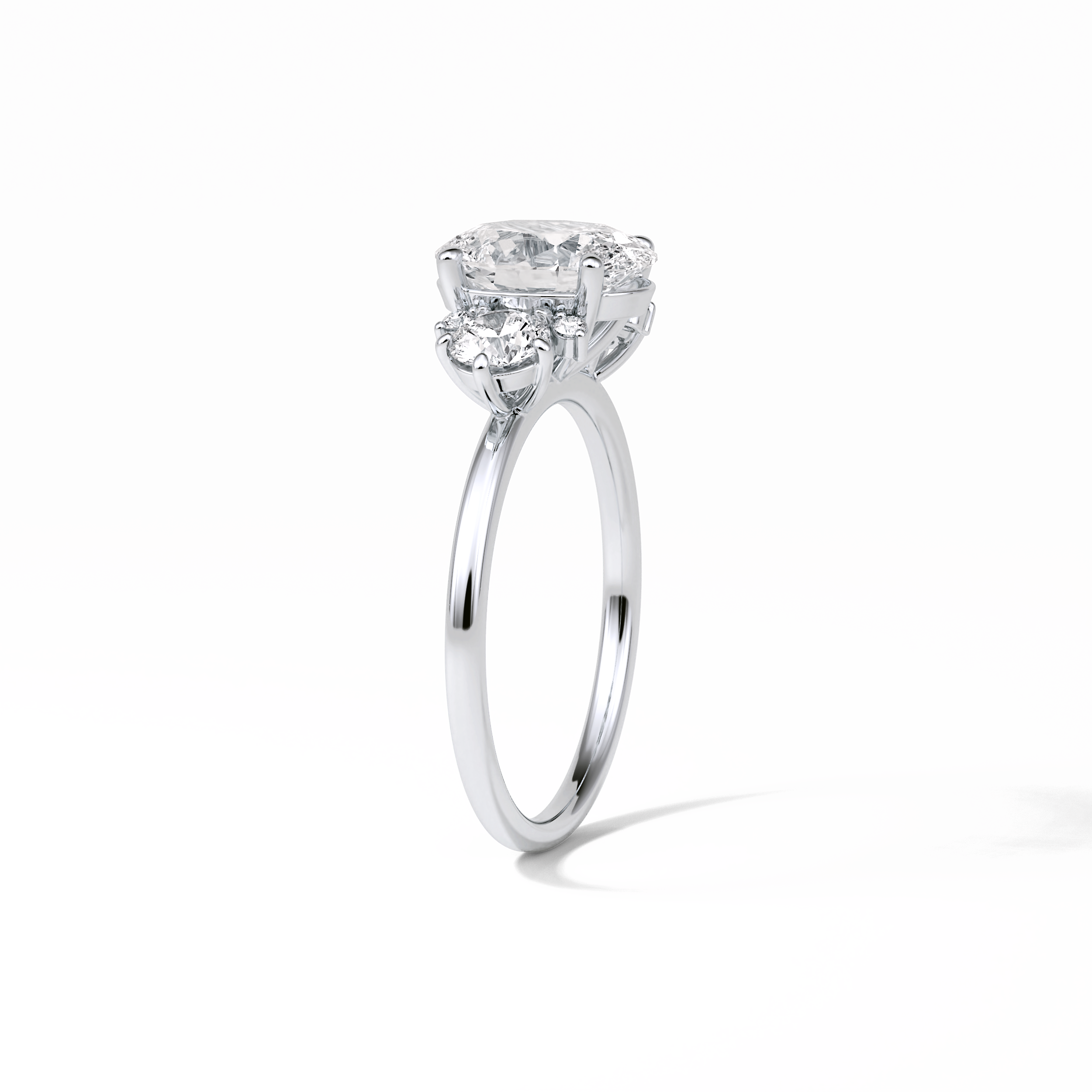 1.91 CT Oval Cut Three Stones Style Moissanite Engagement Ring 6