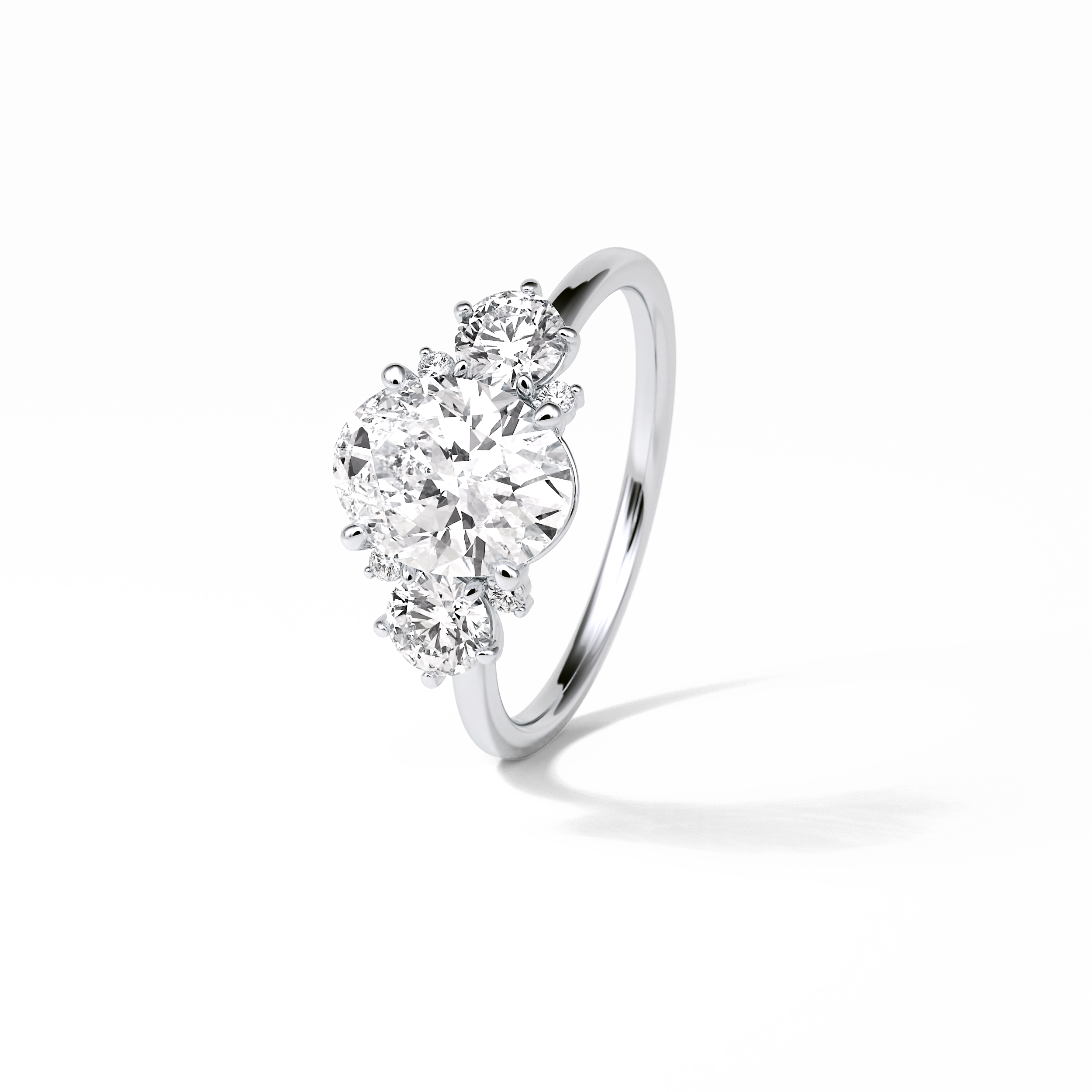 1.91 CT Oval Cut Three Stones Style Moissanite Engagement Ring 7