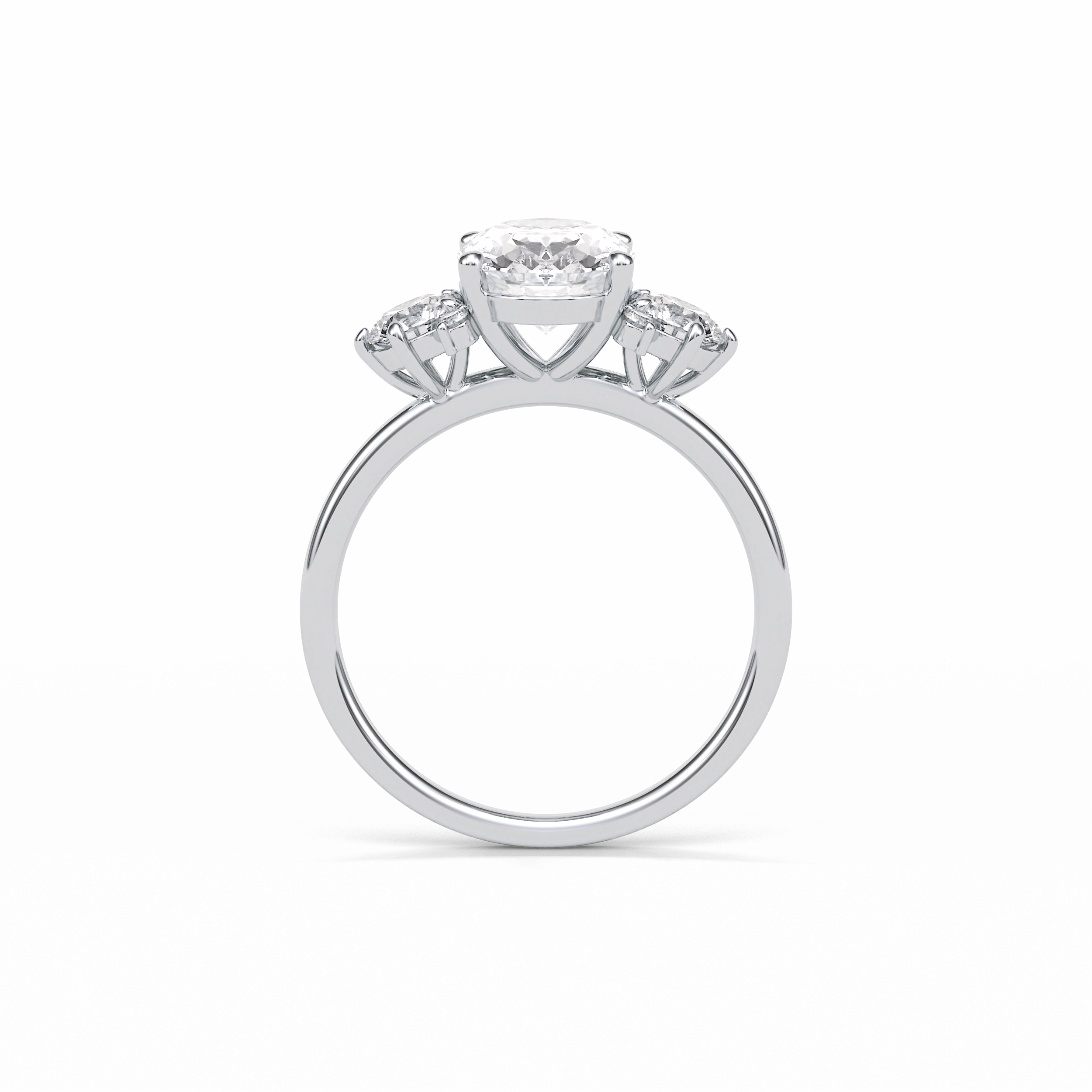 1.91 CT Oval Cut Three Stones Style Moissanite Engagement Ring 2