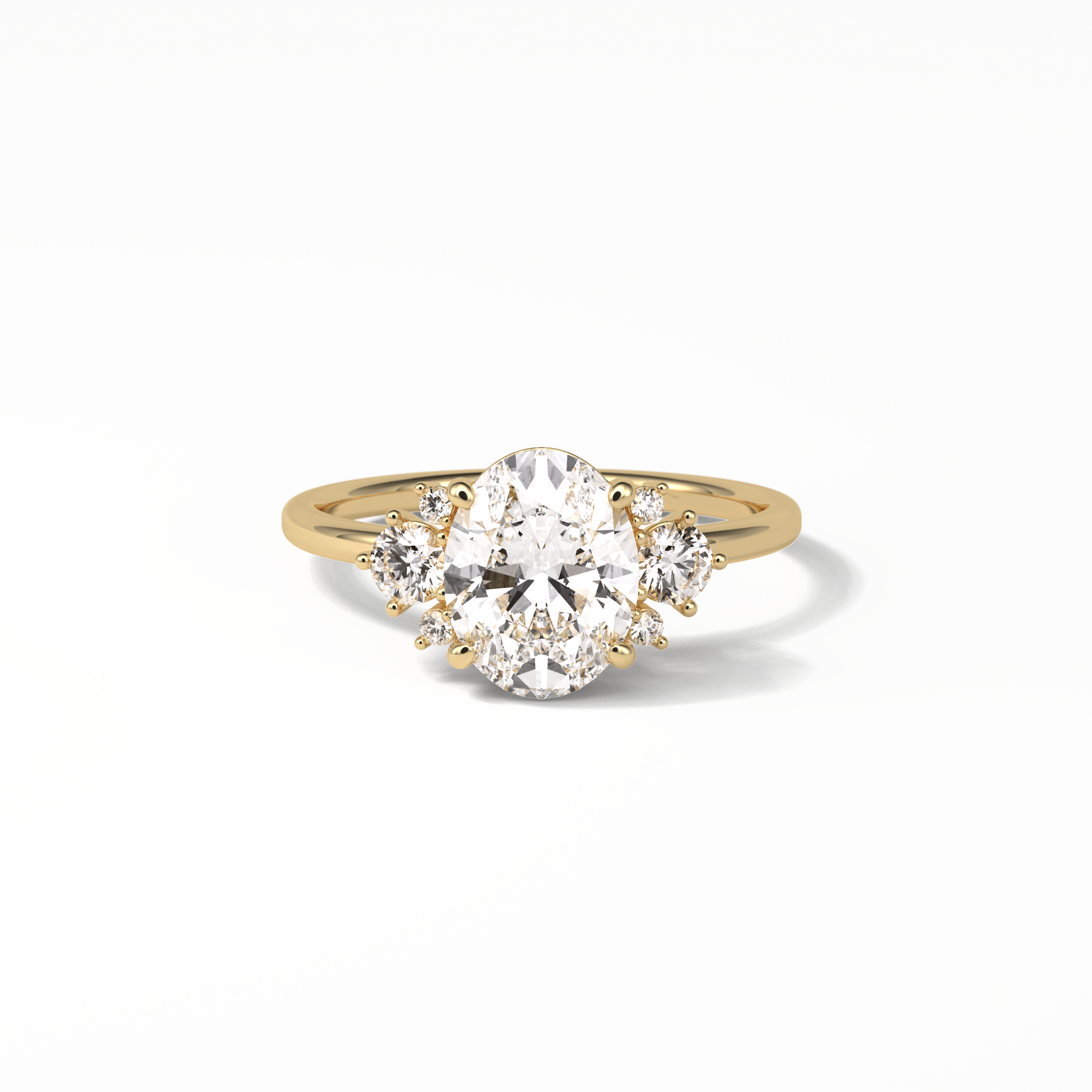 1.91 CT Oval Cut Three Stones Style Moissanite Engagement Ring 8