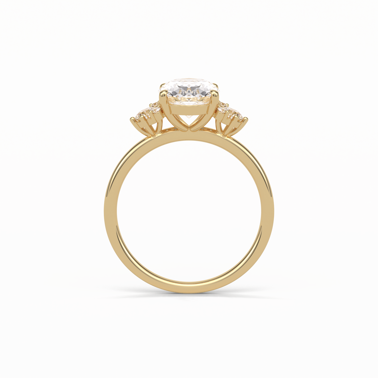 1.91 CT Oval Cut Three Stones Style Moissanite Engagement Ring
