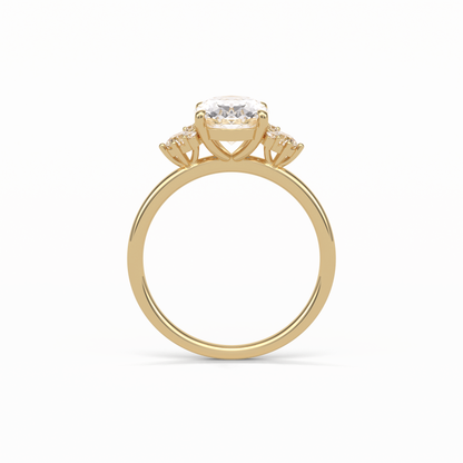 1.91 CT Oval Cut Three Stones Style Moissanite Engagement Ring