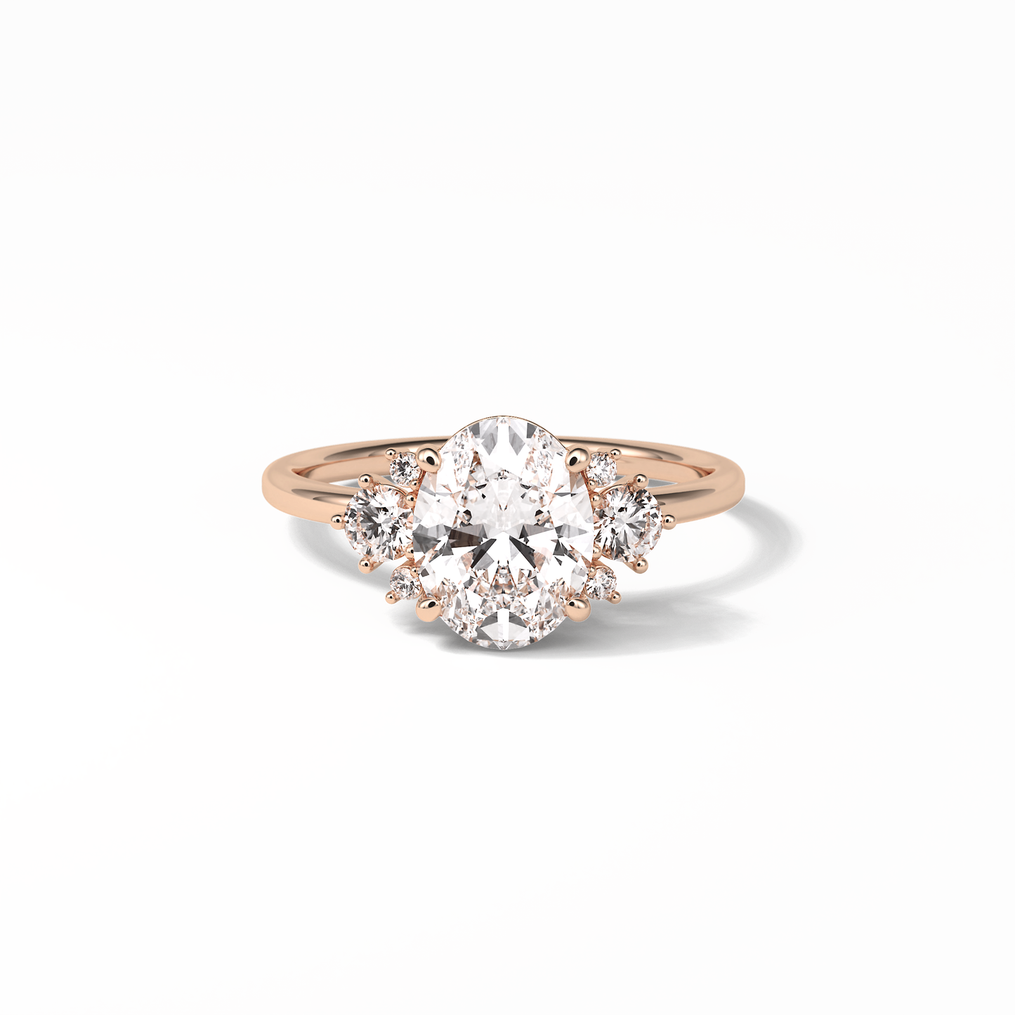 1.91 CT Oval Cut Three Stones Style Moissanite Engagement Ring