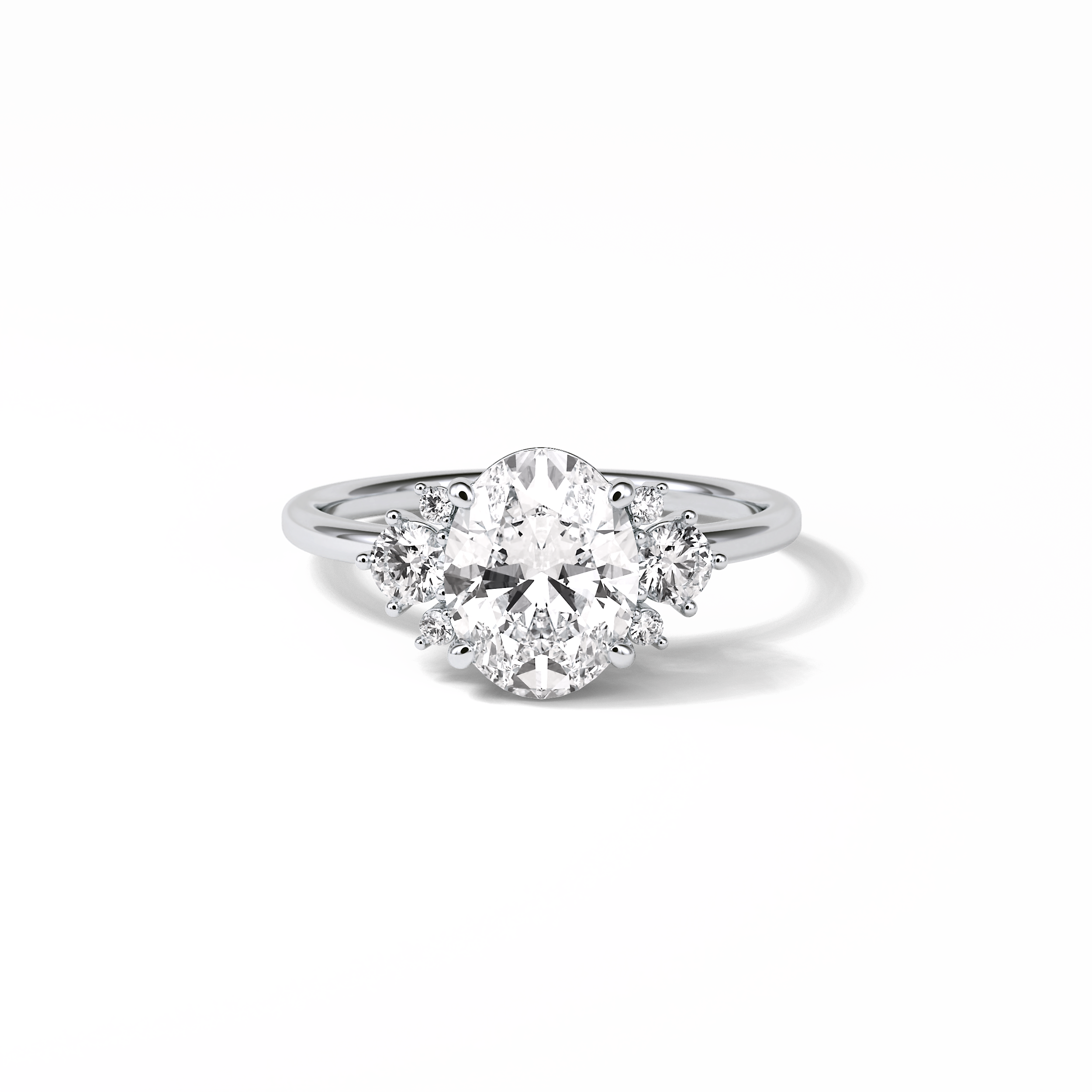 1.91 CT Oval Cut Three Stones Style Moissanite Engagement Ring 1