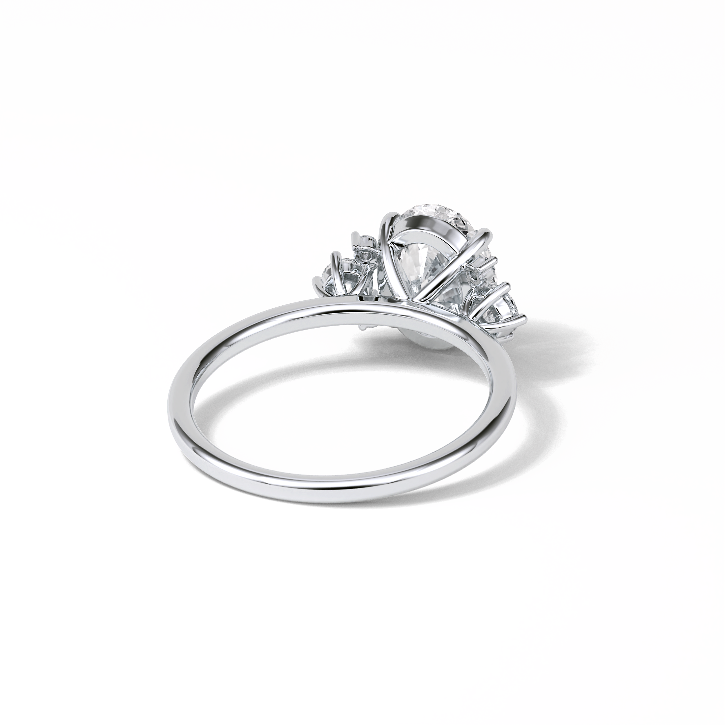 1.91 CT Oval Cut Three Stones Style Moissanite Engagement Ring 4