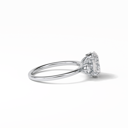 1.91 CT Oval Cut Three Stones Style Moissanite Engagement Ring