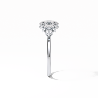 1.91 CT Oval Cut Three Stones Style Moissanite Engagement Ring