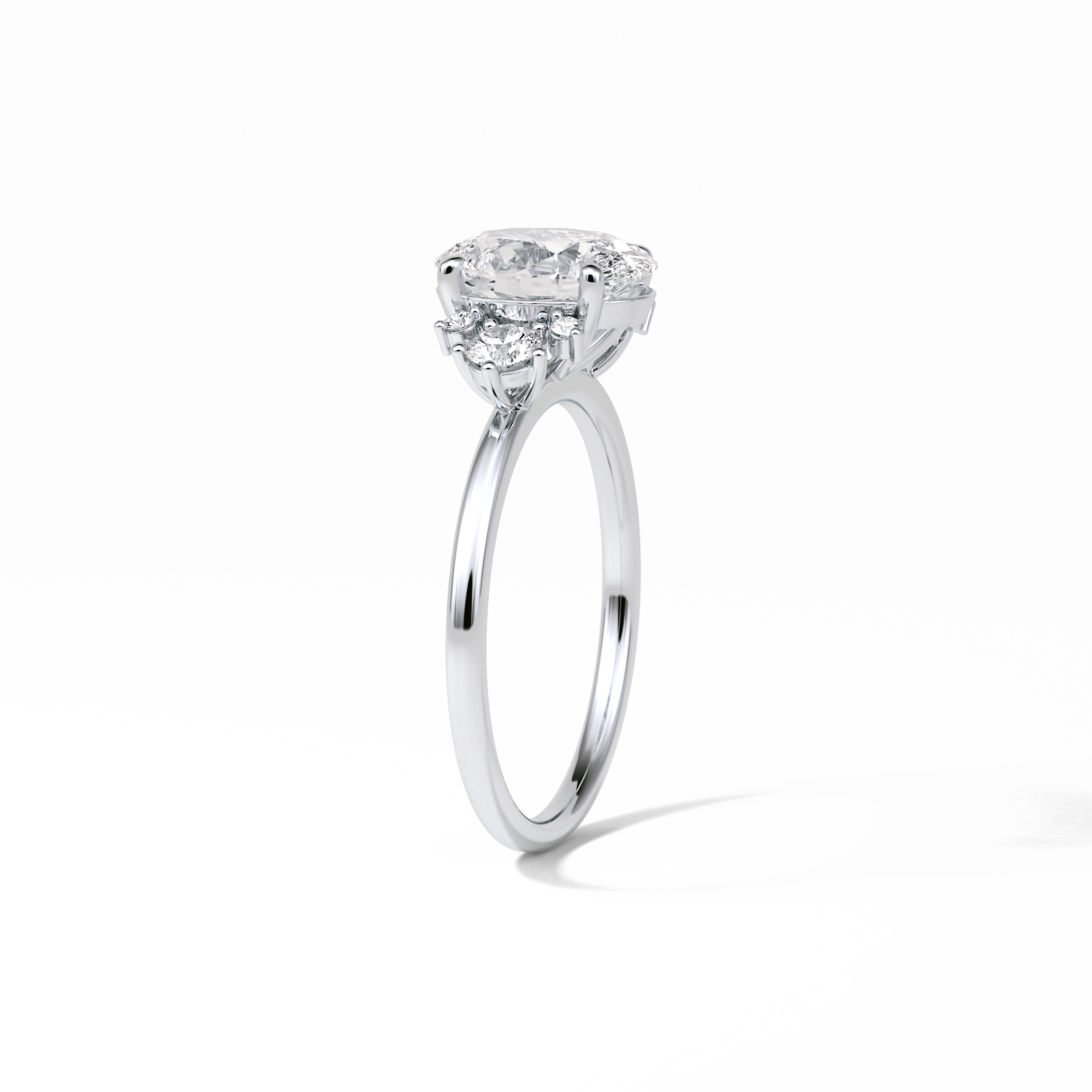 1.91 CT Oval Cut Three Stones Style Moissanite Engagement Ring 7