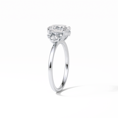 1.91 CT Oval Cut Three Stones Style Moissanite Engagement Ring
