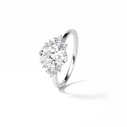 1.91 CT Oval Cut Three Stones Style Moissanite Engagement Ring
