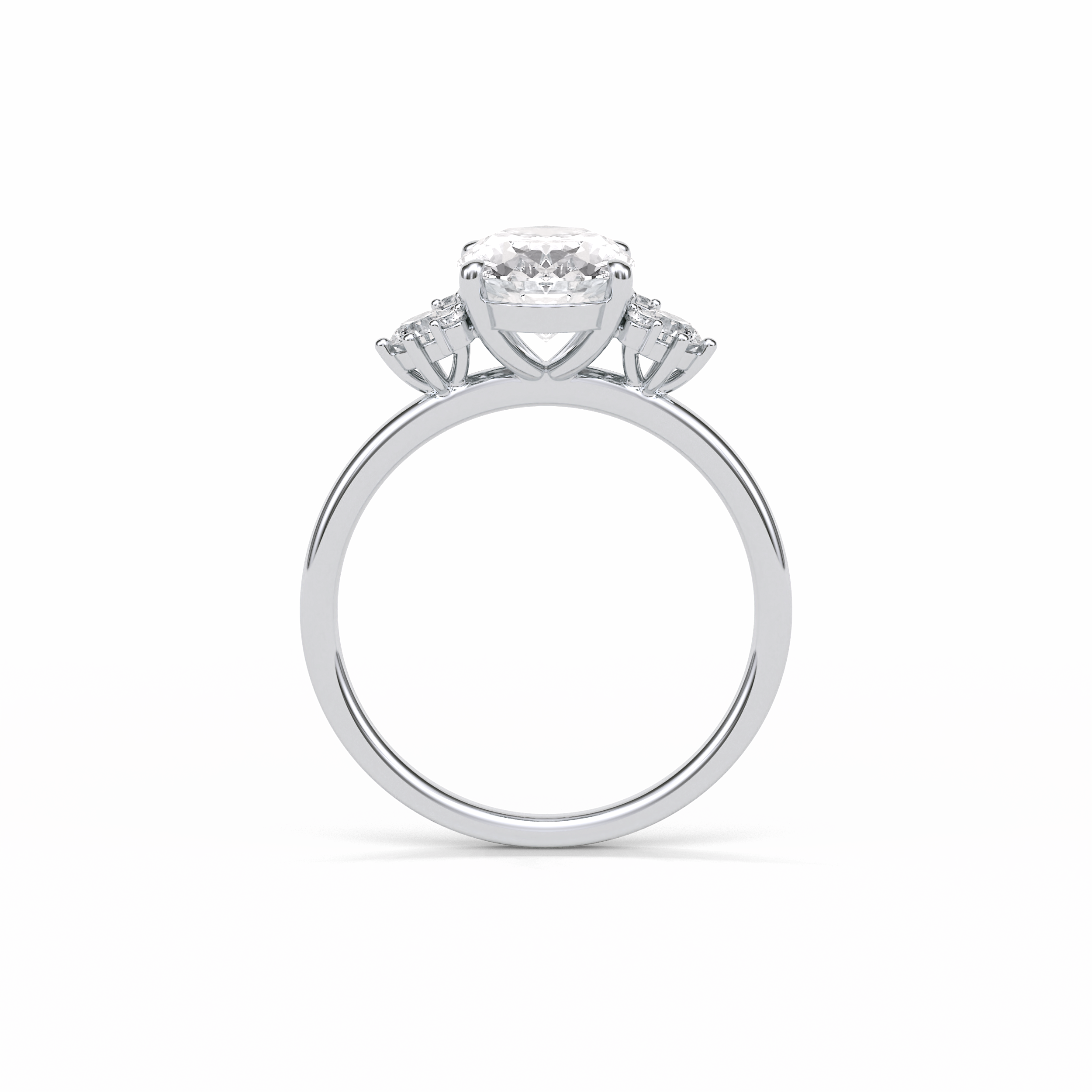 1.91 CT Oval Cut Three Stones Style Moissanite Engagement Ring 3