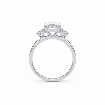 1.91 CT Oval Cut Three Stones Style Moissanite Engagement Ring