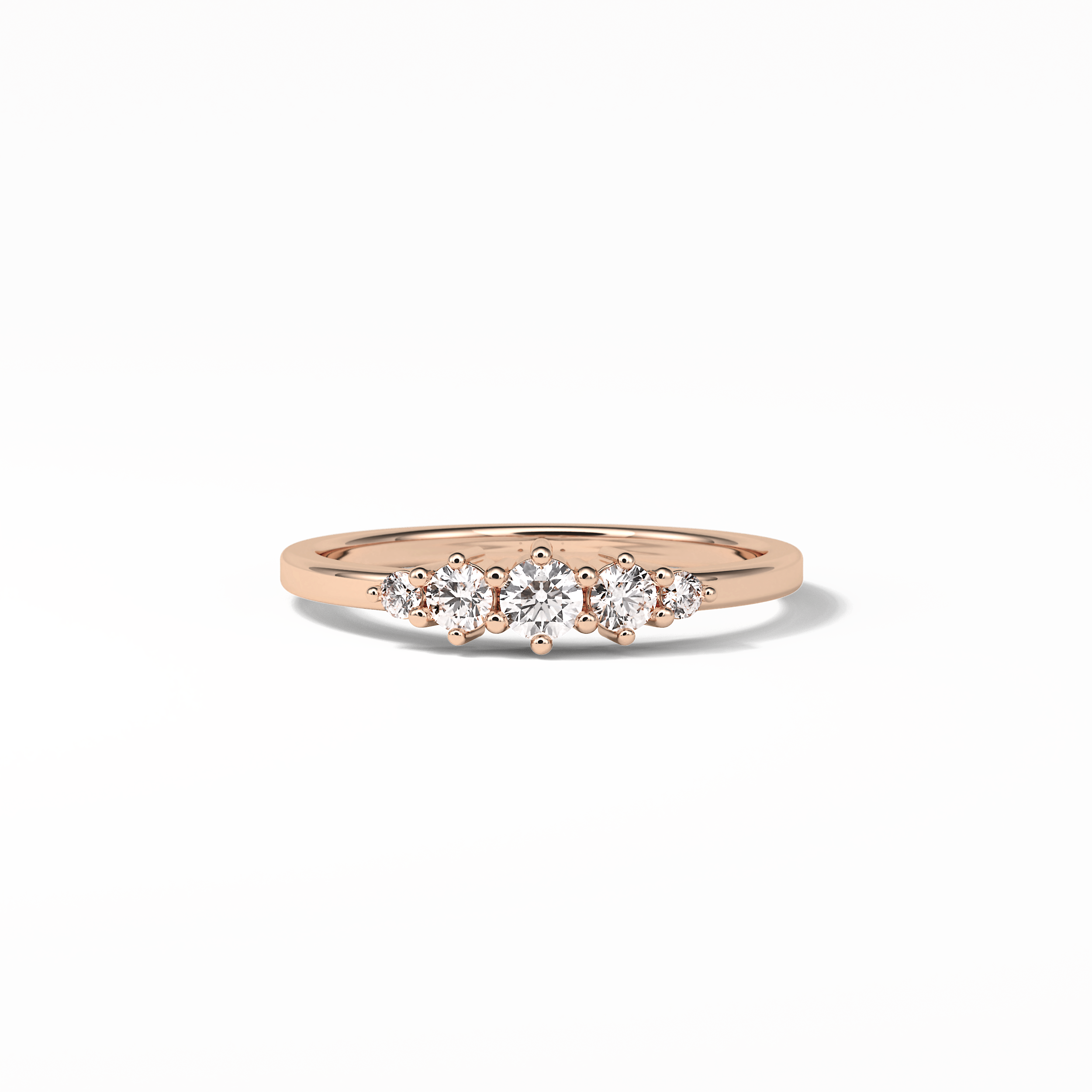 0.3 TCW Round Cut Five Stones Wedding Band 15