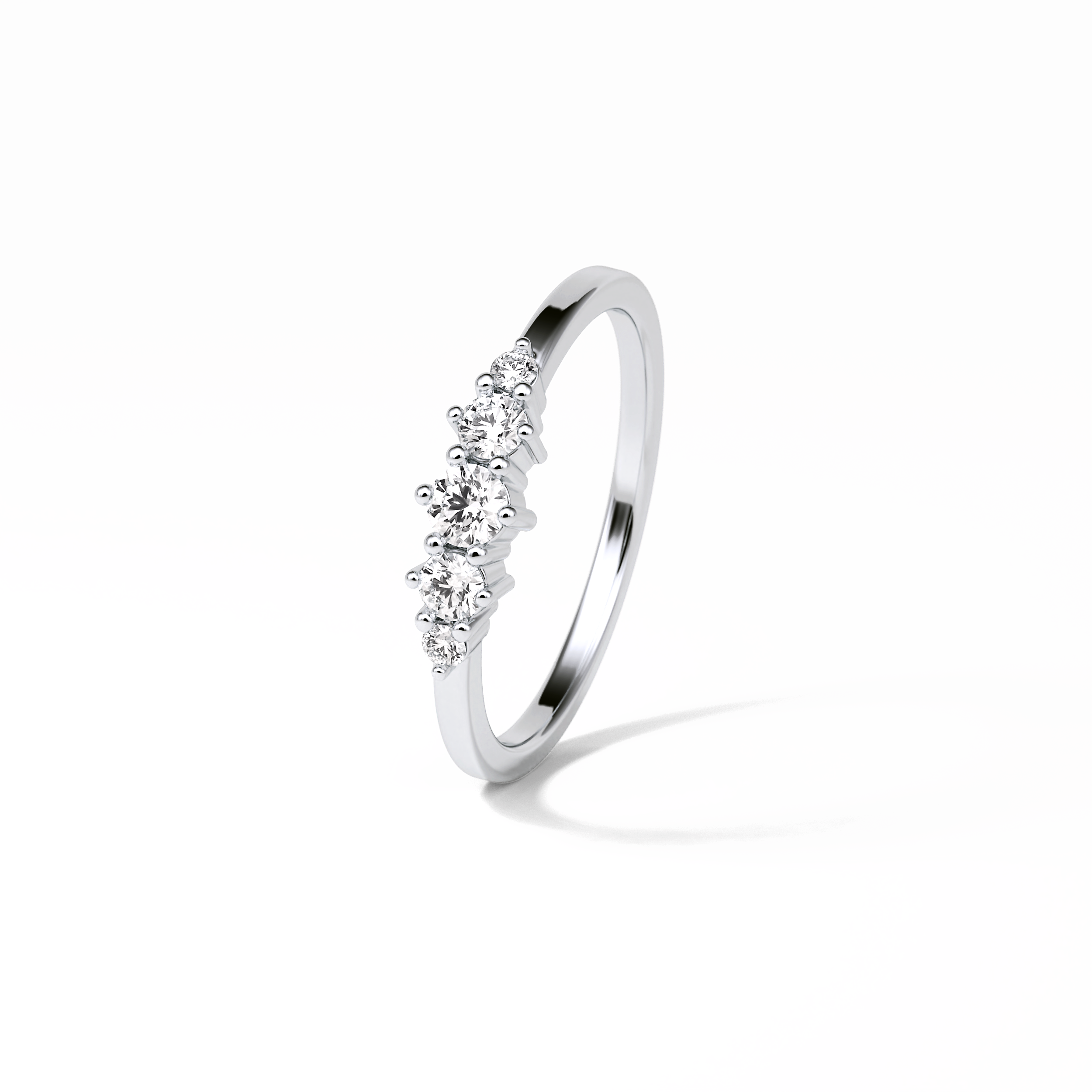 0.3 TCW Round Cut Five Stones Wedding Band 6