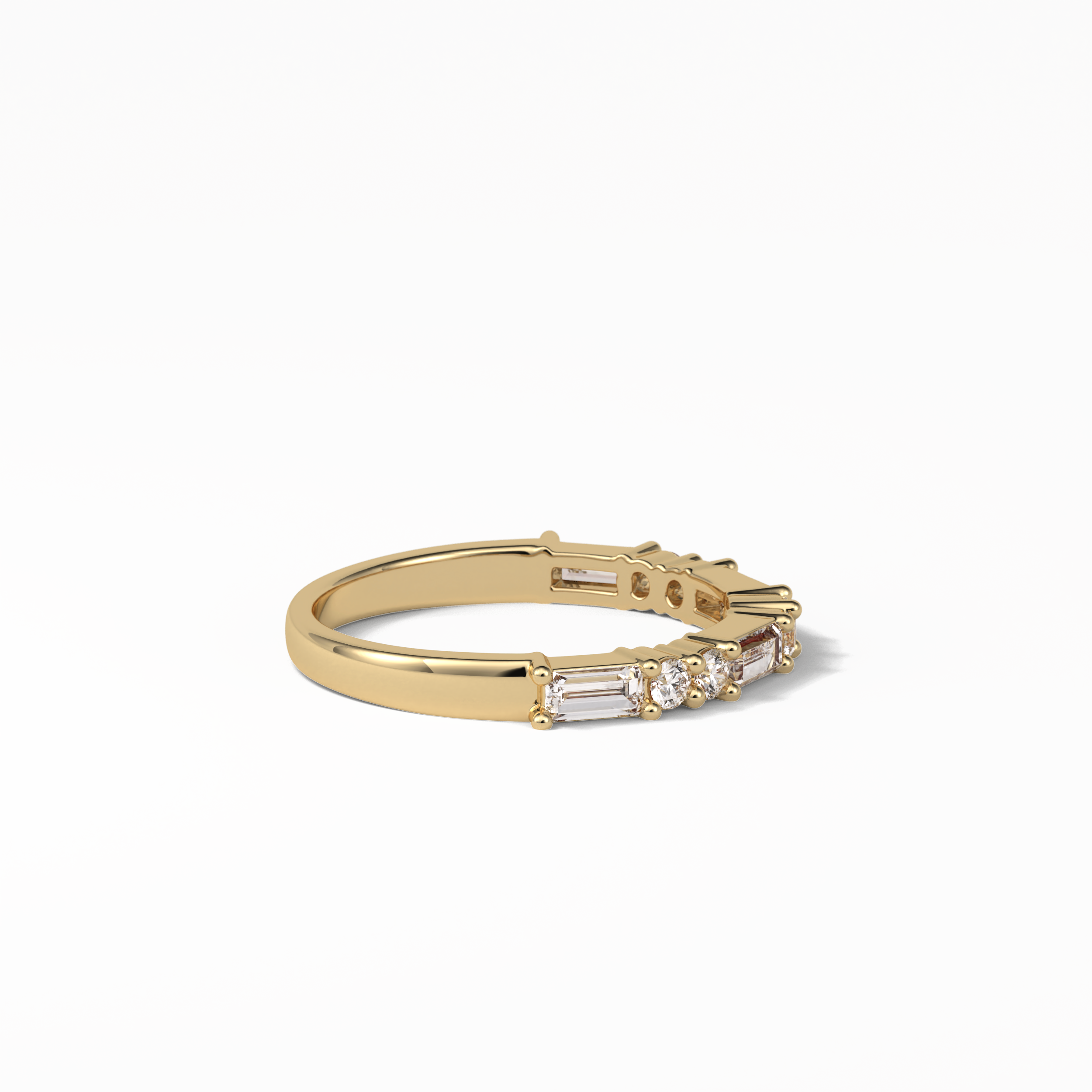 0.64 TCW Baguette and Round Shaped Wedding Band 10