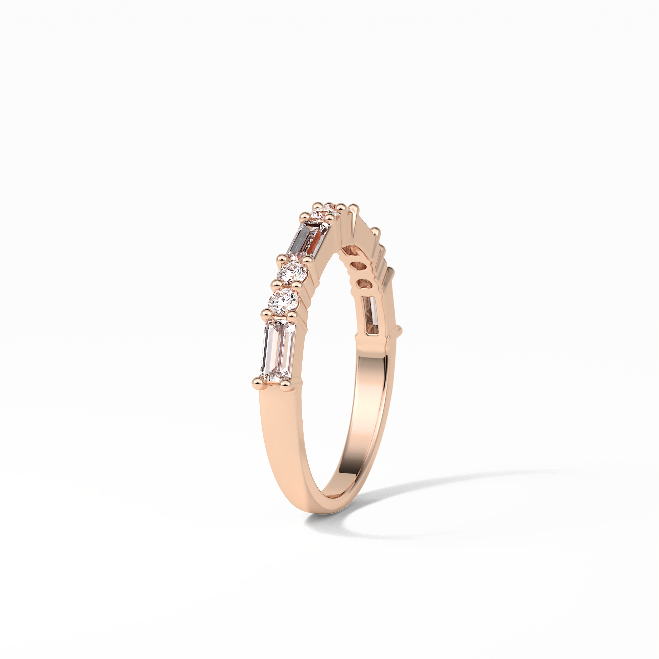 0.64 TCW Baguette and Round Shaped Wedding Band 18