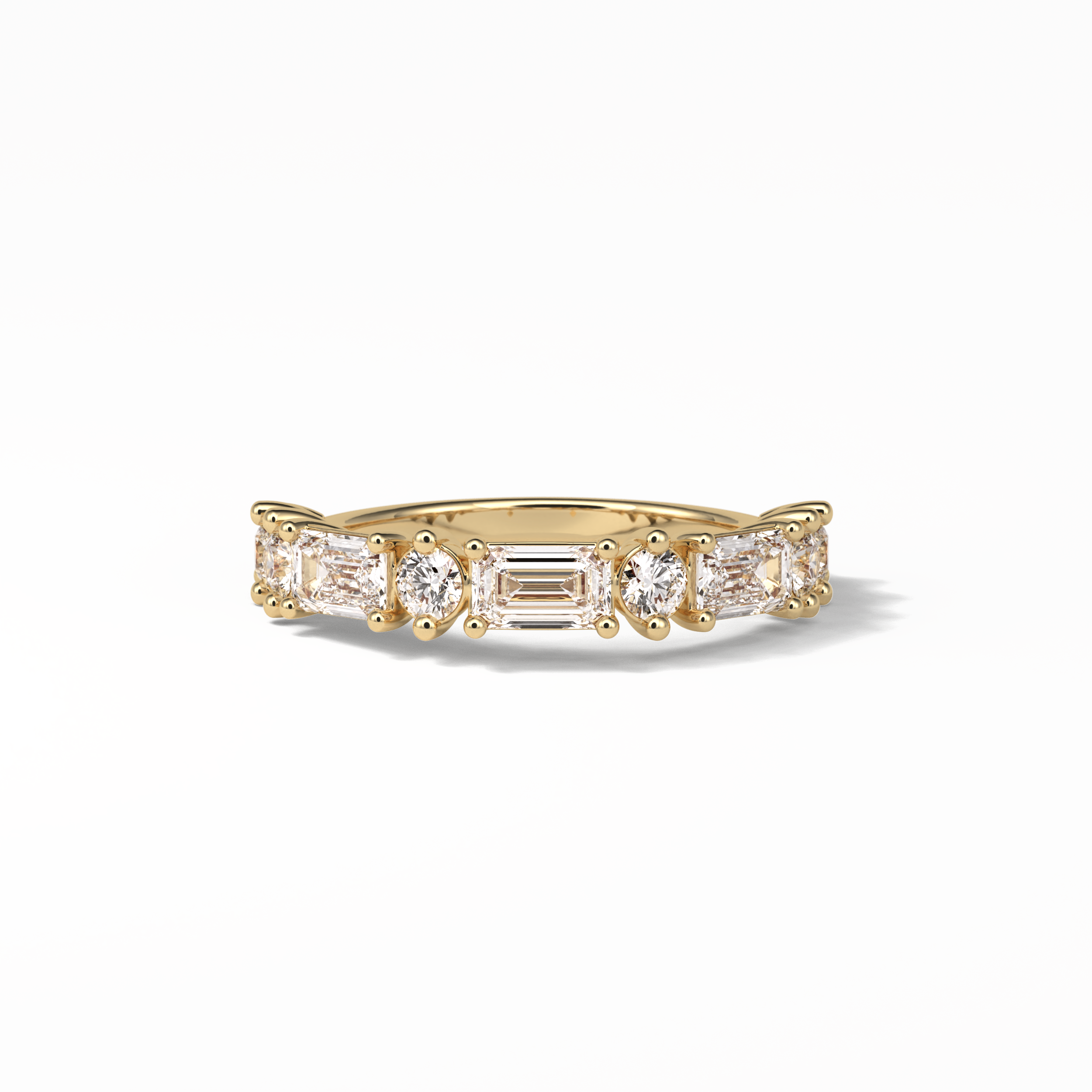 1.28 TCW Emerald and Round Shaped Wedding Band 8