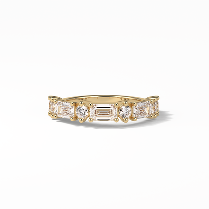 1.28 TCW Emerald and Round Shaped Wedding Band
