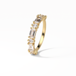 1.28 TCW Emerald and Round Shaped Wedding Band 12