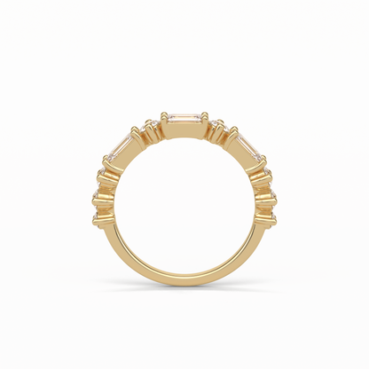 1.28 TCW Emerald and Round Shaped Wedding Band