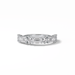 1.28 TCW Emerald and Round Shaped Wedding Band 1
