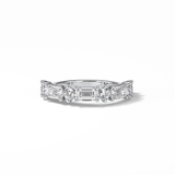 1.28 TCW Emerald and Round Shaped Wedding Band 1