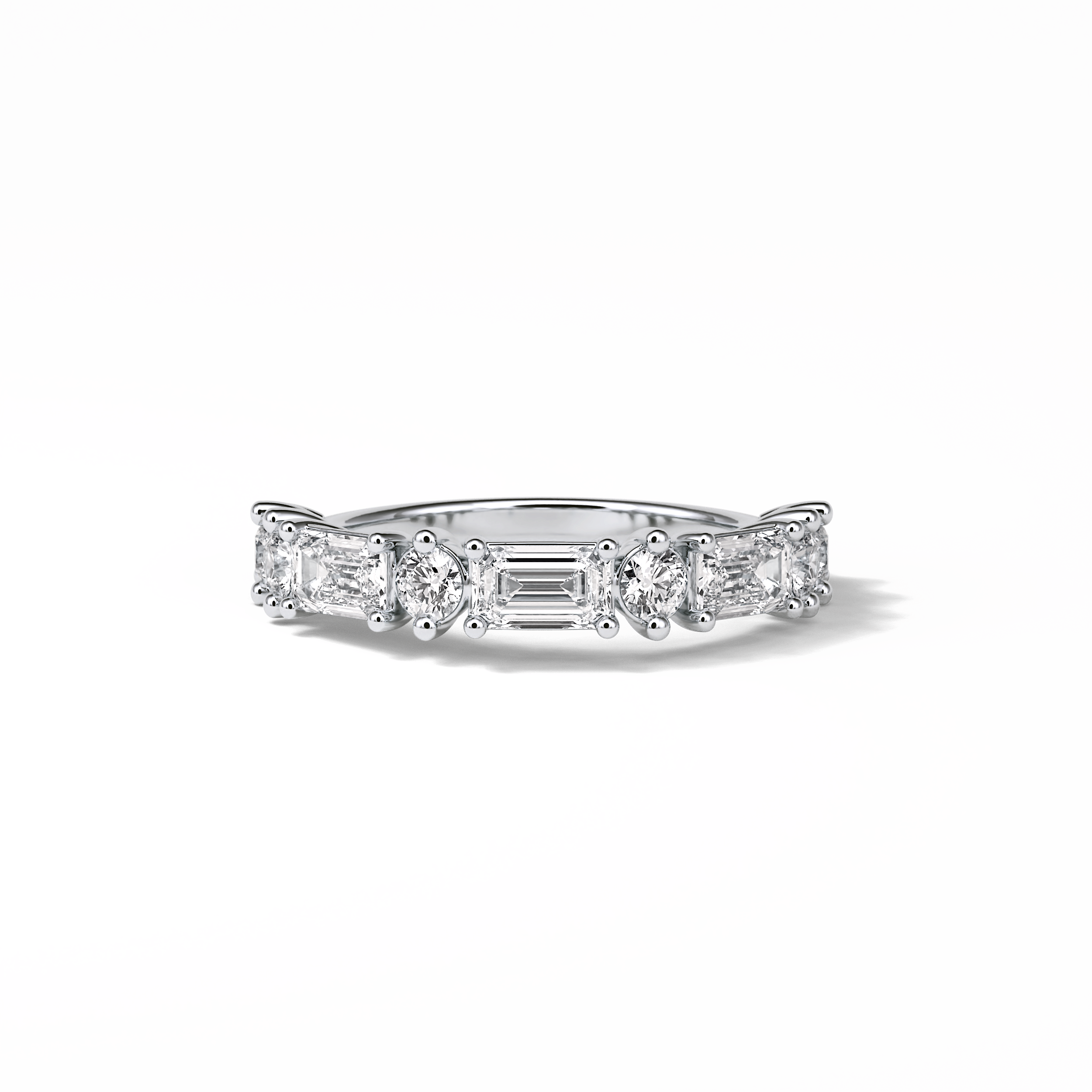 1.28 TCW Emerald and Round Shaped Wedding Band 1