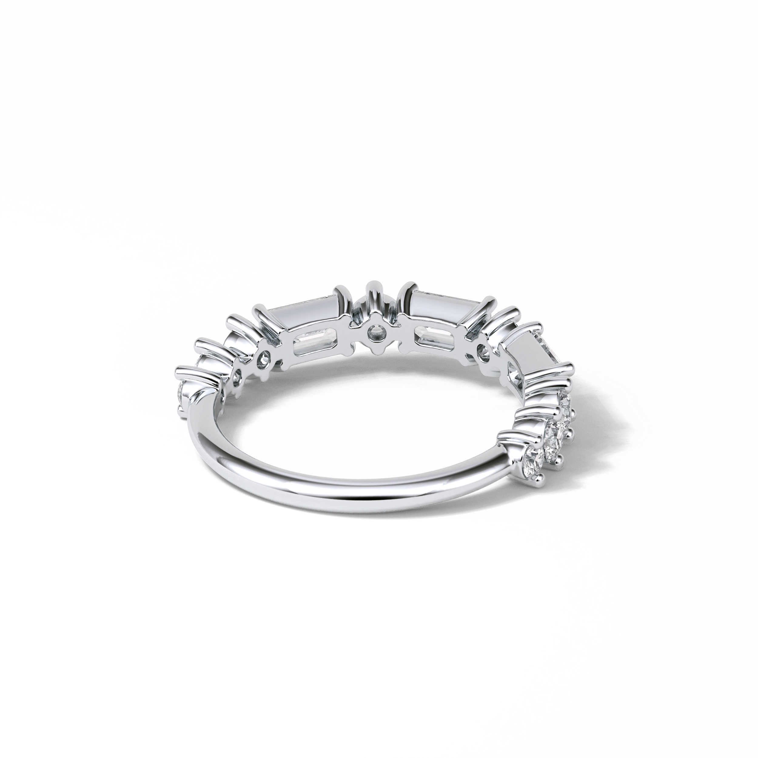 1.28 TCW Emerald and Round Shaped Wedding Band 2