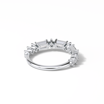 1.28 TCW Emerald and Round Shaped Wedding Band