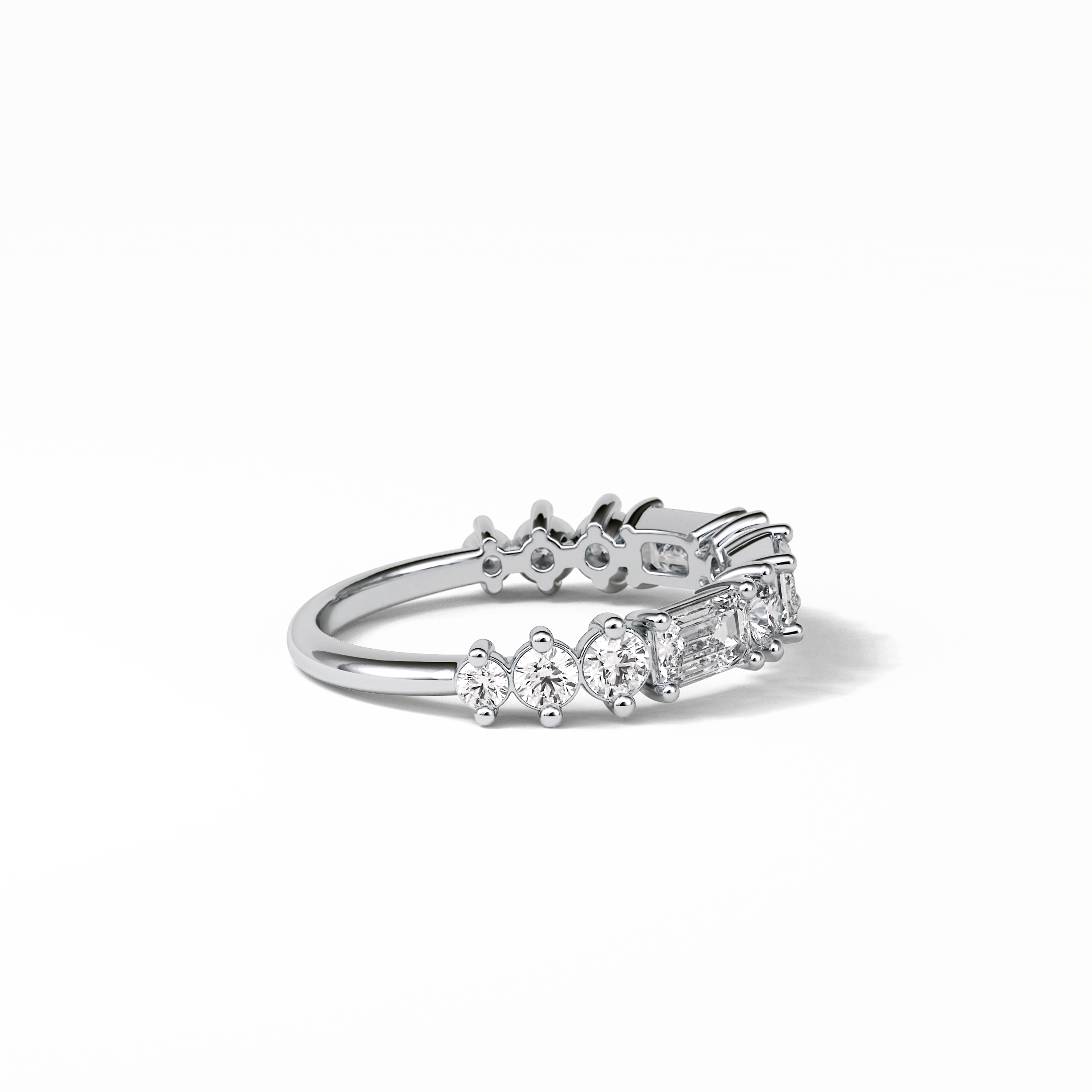 1.28 TCW Emerald and Round Shaped Wedding Band 3