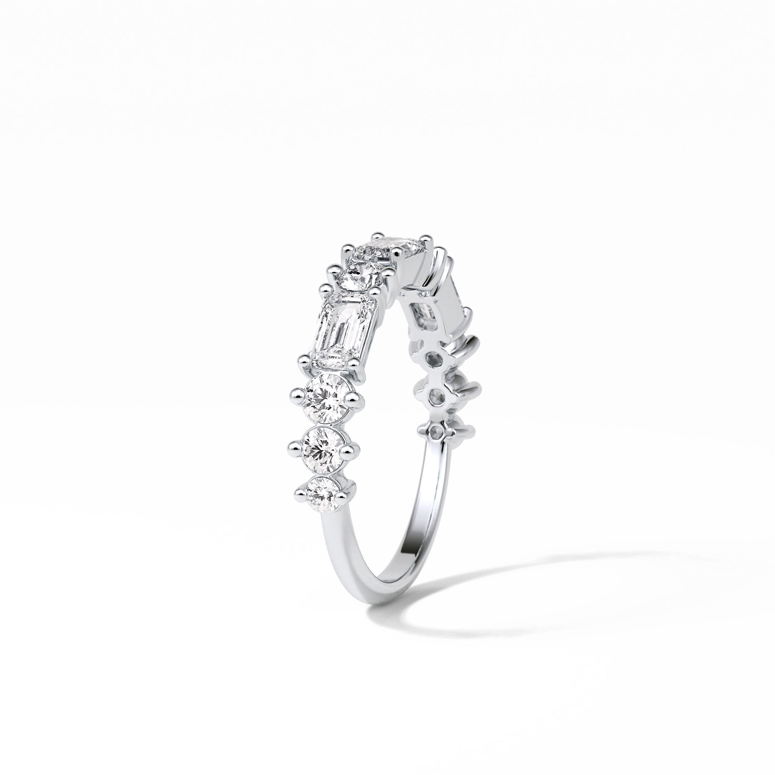 1.28 TCW Emerald and Round Shaped Wedding Band 5