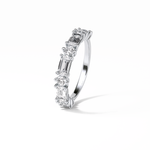 1.28 TCW Emerald and Round Shaped Wedding Band 6