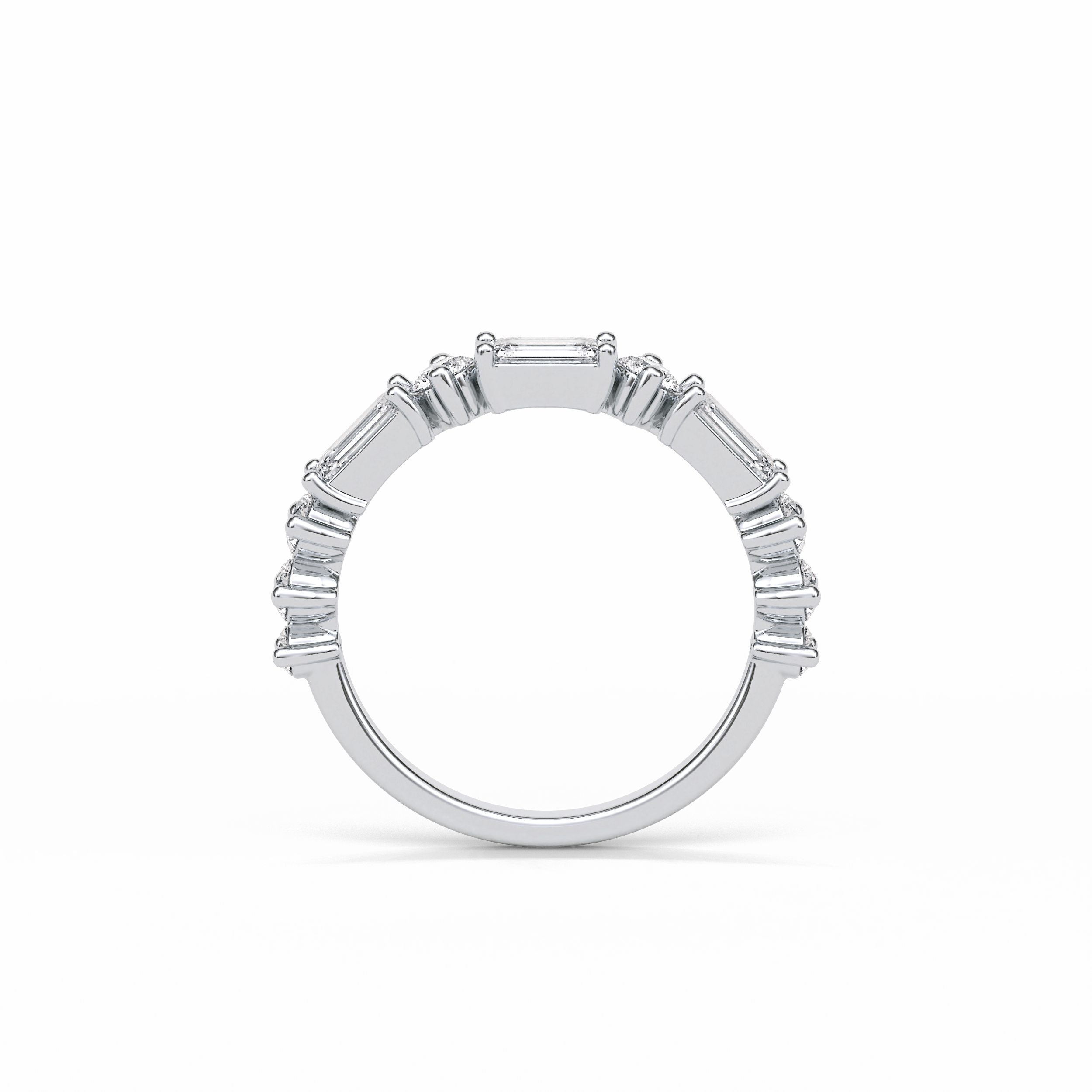 1.28 TCW Emerald and Round Shaped Wedding Band 7