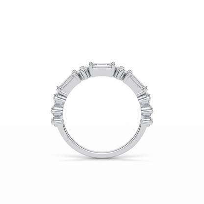 1.28 TCW Emerald and Round Shaped Wedding Band