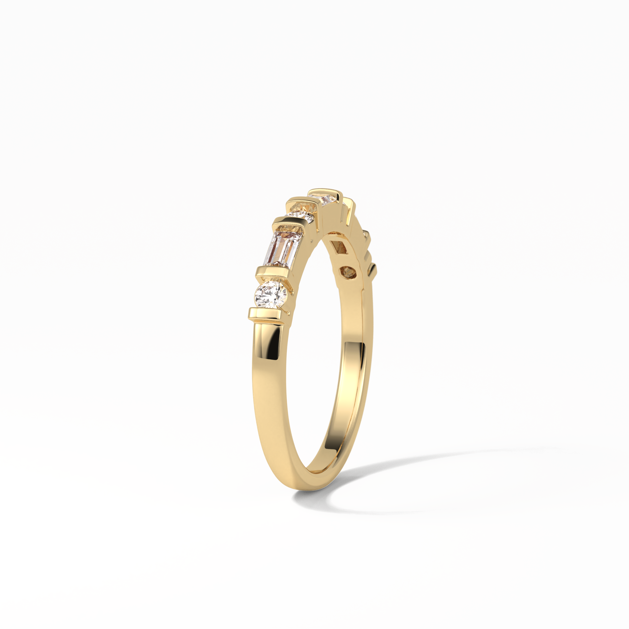 0.42 TCW Baguette and Round Shaped Wedding Band 12