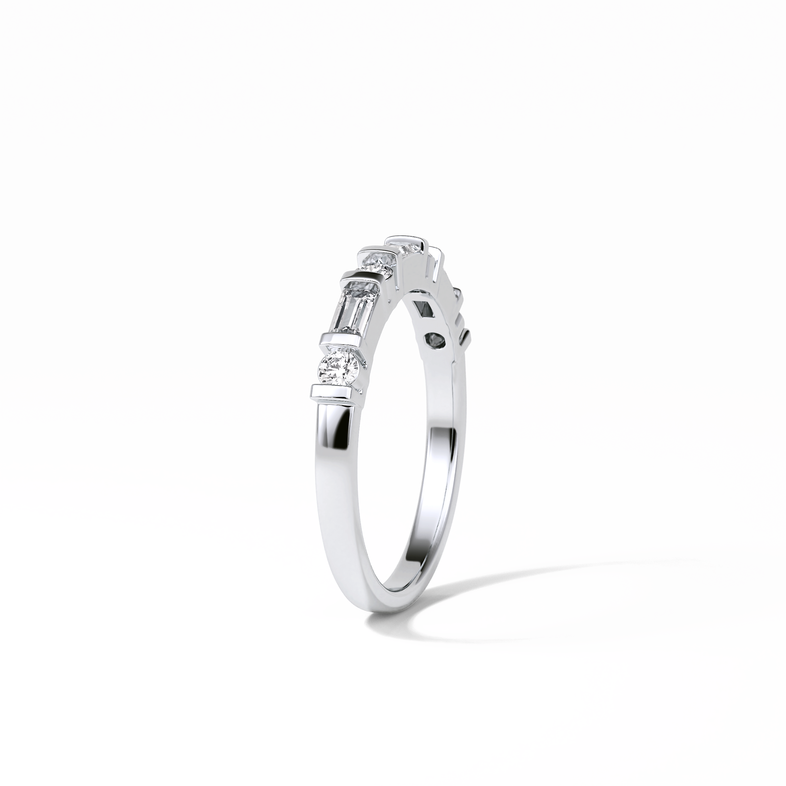 0.42 TCW Baguette and Round Shaped Wedding Band 5