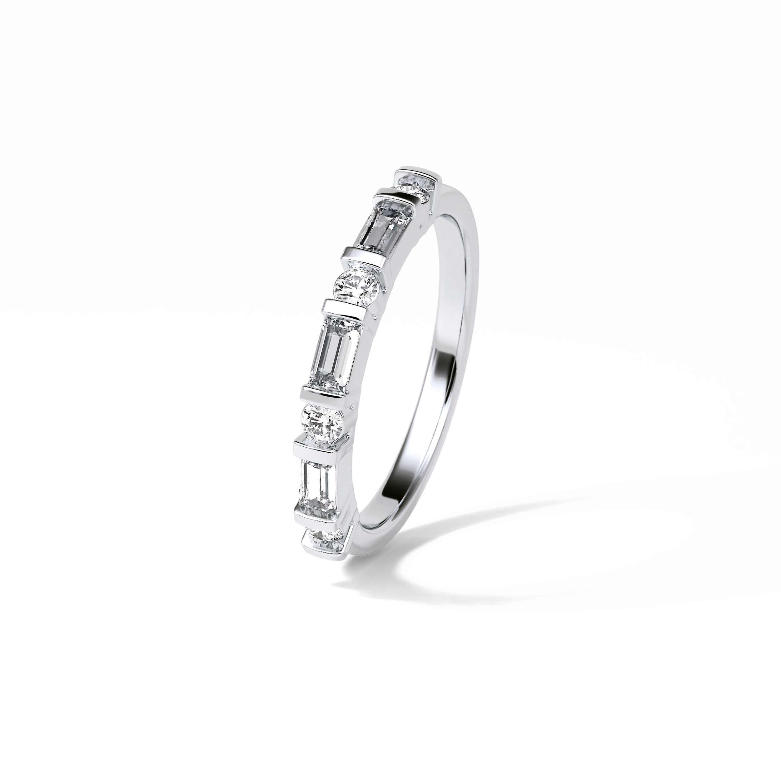 0.42 TCW Baguette and Round Shaped Wedding Band 6