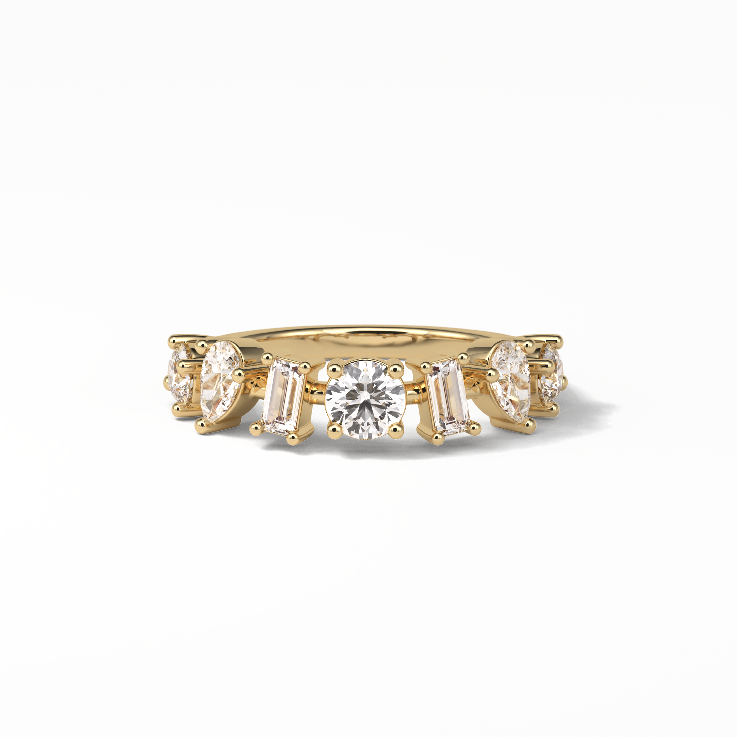 1.4 TCW Pear, Baguette & Round Shaped Wedding Band 7