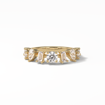 1.4 TCW Pear, Baguette & Round Shaped Wedding Band