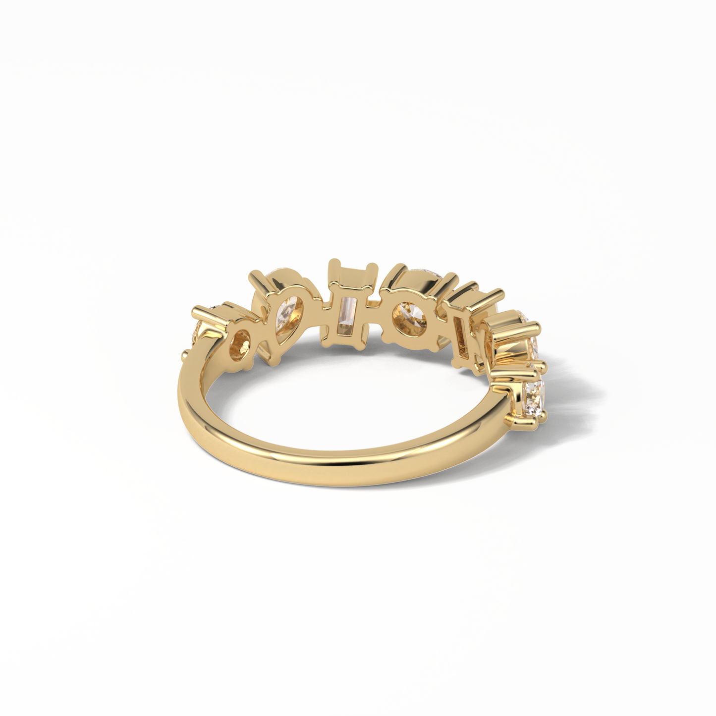 1.4 TCW Pear, Baguette & Round Shaped Wedding Band