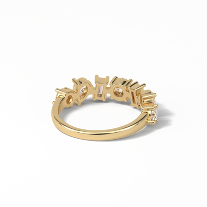 1.4 TCW Pear, Baguette & Round Shaped Wedding Band