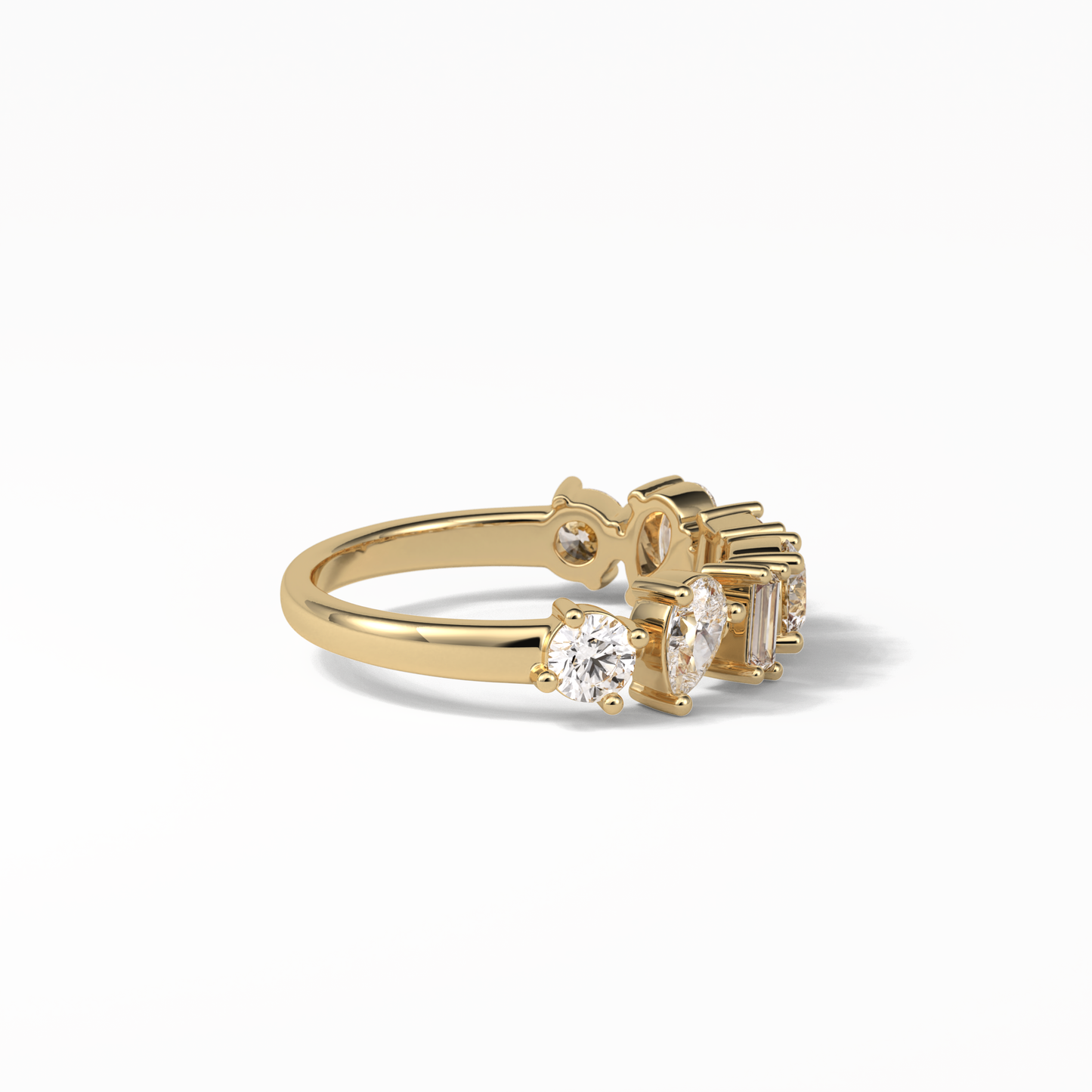 1.4 TCW Pear, Baguette & Round Shaped Wedding Band