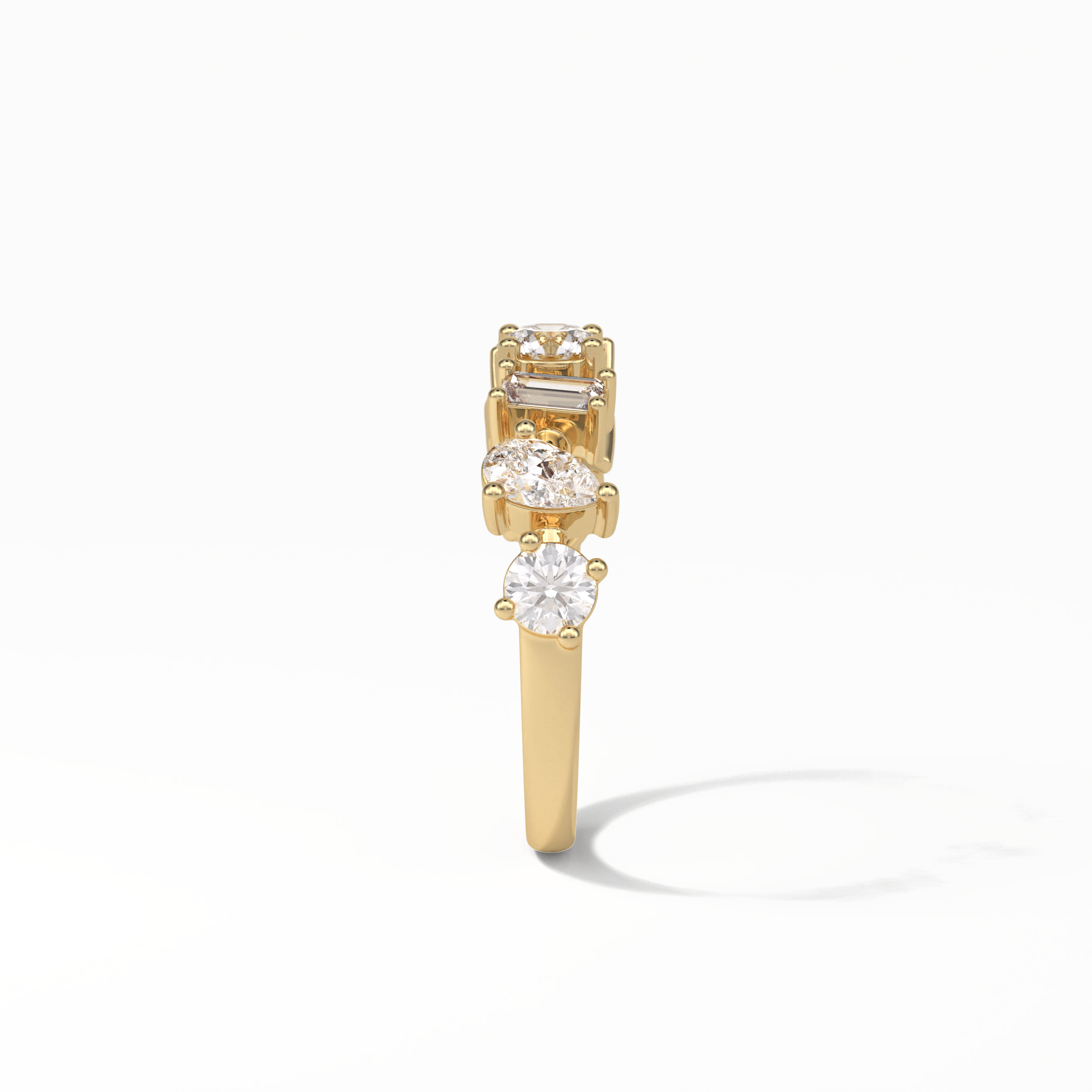 1.4 TCW Pear, Baguette & Round Shaped Wedding Band 10