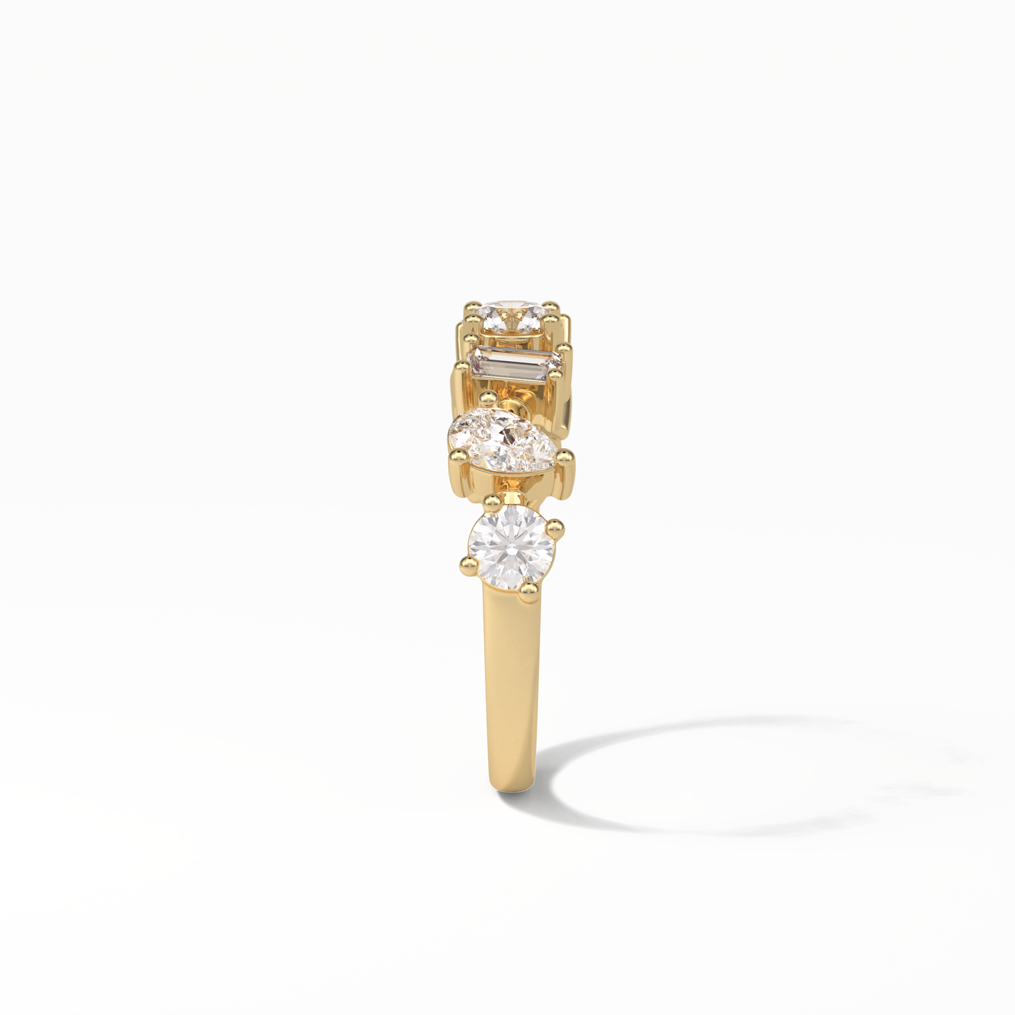 1.4 TCW Pear, Baguette & Round Shaped Wedding Band