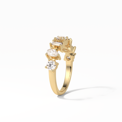 1.4 TCW Pear, Baguette & Round Shaped Wedding Band