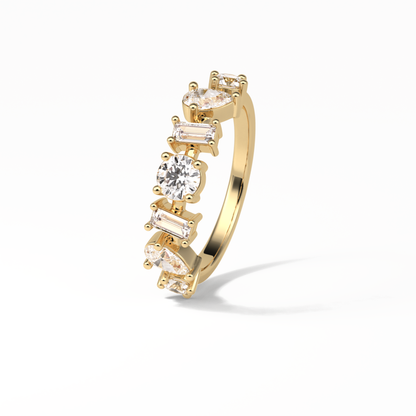 1.4 TCW Pear, Baguette & Round Shaped Wedding Band